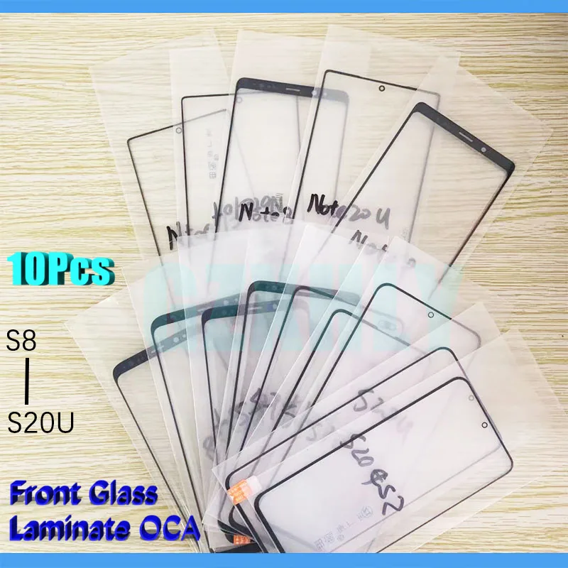 

10pcs 2 in 1 Front Outer Glass With OCA Film Laminated For Samsung Galaxy S8 S9 S10 S20 PLUS S21 Ultra LCD Touch Lens Panel