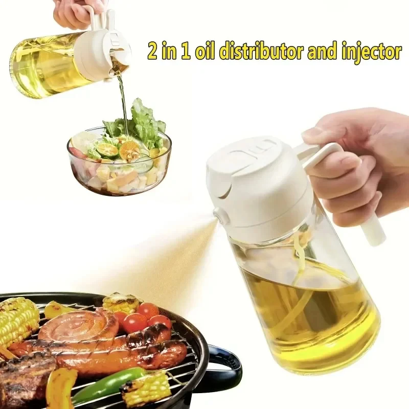 2in1 500ml Plastic Spray Oil Sprayer Bottle Spray Oil Dispenser Oil Jar Cruet BBQ Kitchen Baking Roasting Picnic Kitchen Tool 1