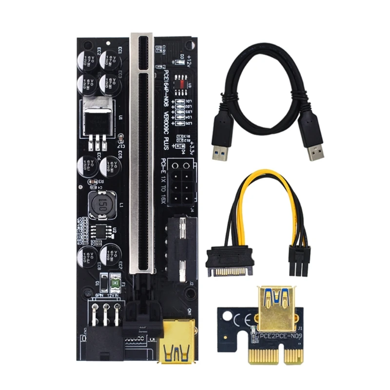 

Mining Powered Riser Adapter Card Graphics Extension PCI-E 1X 16X Riser foe009C Dropship