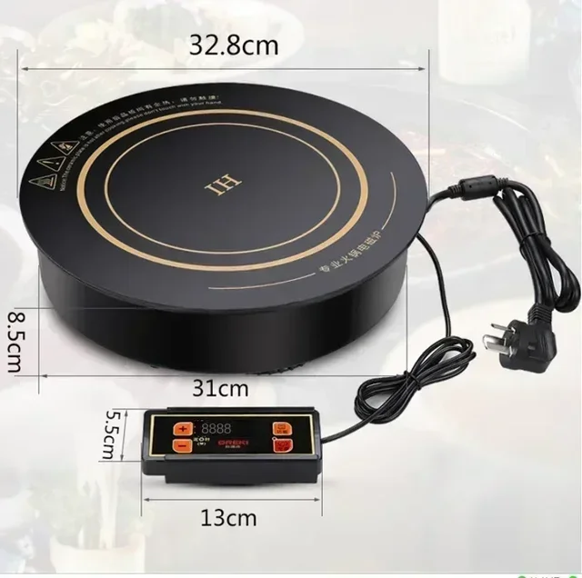 220V OREKI Electric Induction Cooktop with Built-in hob, Round Commercial Grade Cooker for Restaurants with 3000W High Power 4