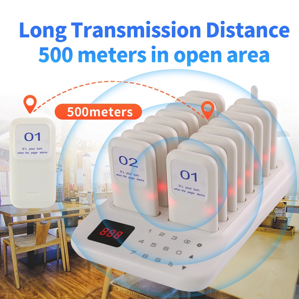 Wirelesslink Touch Panel Wireless Calling System Strong Signal Restaurant Guest Queue Pager for Church Clinic Food Truck Nursery