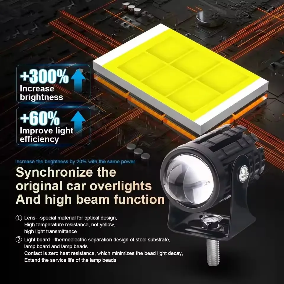 รูปสินค้า ไฟหน้า LED โปรเจคเตอร์ ยูนิเวอร์แซล 2 สี สำหรับ ATV สกู๊ตเตอร์