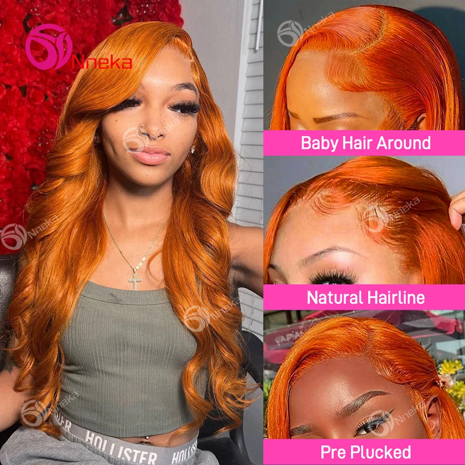 Ginger Human Hair Wig Body Wave Human Hair Wigs 13x6 Hd Lace Frontal Wig Brazilian Colored 13x4 Lace Front Wigs For Black Woman 2