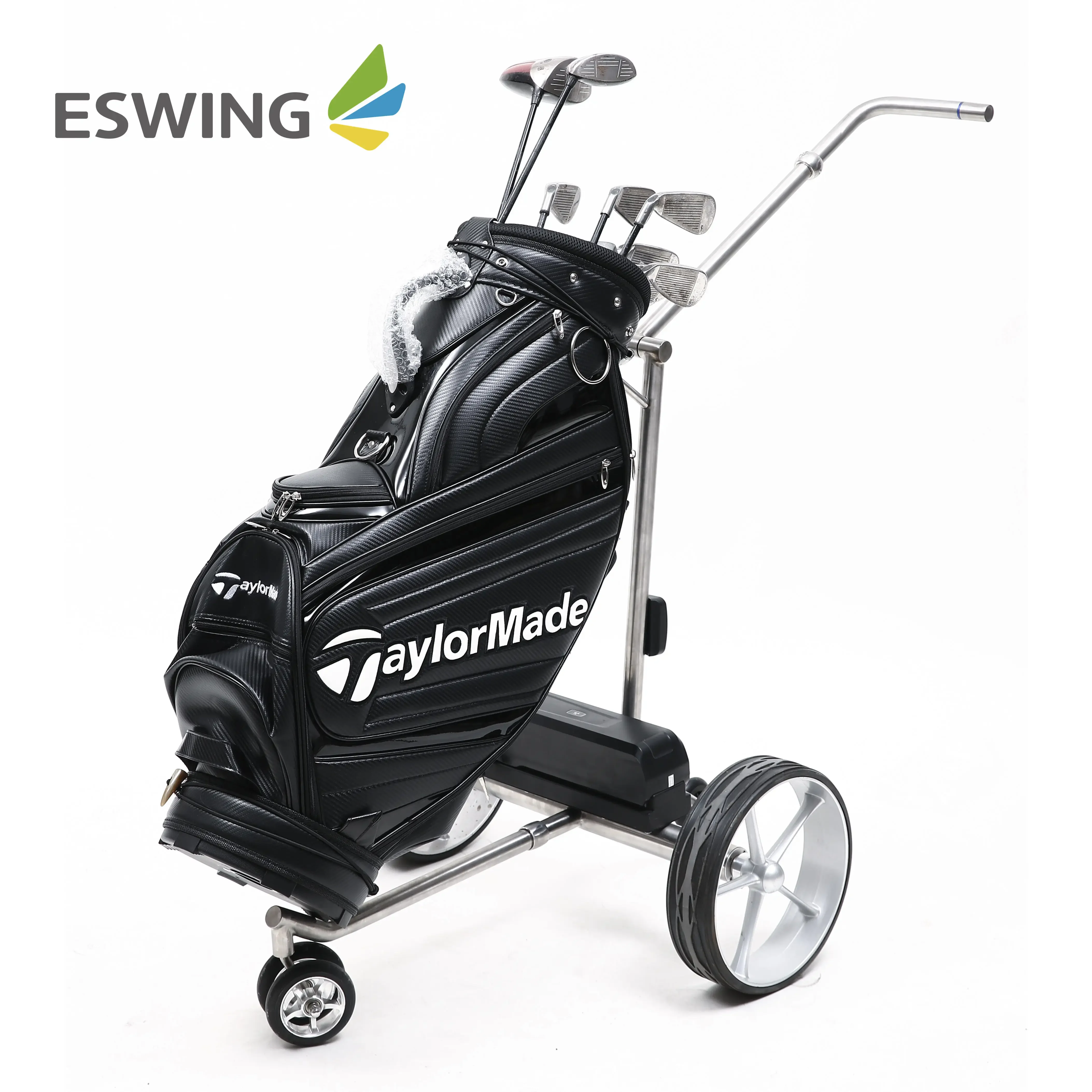 Factory Priced Remote Control Follow Golf Push Cart Foldable Lightweight 3-Wheel Golf Trolley with Remote Control Follow me