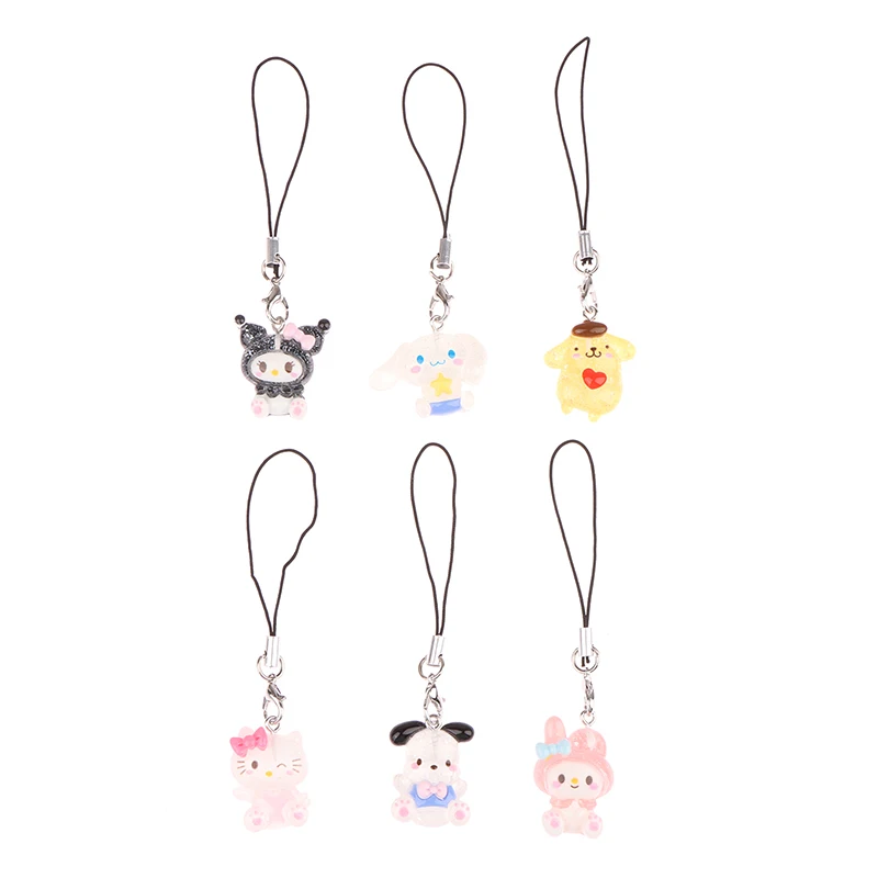 1PCS Sanrio Phone Pendant Melody Cinnamoroll Keychain Lanyard Kuromi Bag Charm Hello Kitty Hanging Rope Decoration