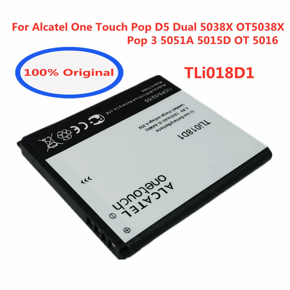 

Оригинальный аккумулятор TLi018D1 для Alcatel One Touch Pop D5 Dual 5038X OT5038X Pop 3 5051A 5015D OT 5016, Сменный аккумулятор для телефона
