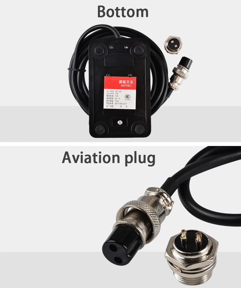 Description Picture 4 of itemTFS-1 Momentary Plastic Anti-skid Foot Pedal Switch 10A/250VAC NO+NC Electric Power Aviation Plug 2Pin Black Non-Slip Customized