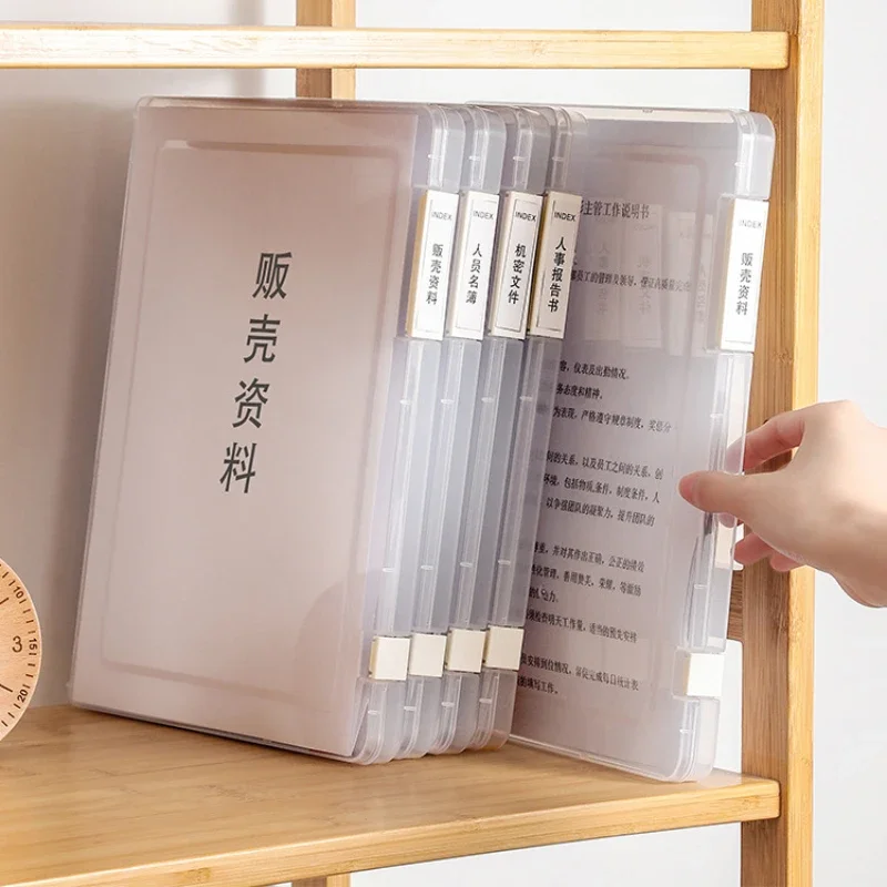 투명 파일 보관함, 휴대용 문구 정리함 플라스틱 상자, 사무실 학교 용품 액세서리, 보관 정리함 박스