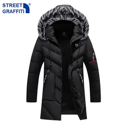 2021 New Men Winter Long Warm Thick Jacket Parkas Coat Men Autumn Outwear Windproof Fur Collar Outdoor Pocket Parkas Men 8XL