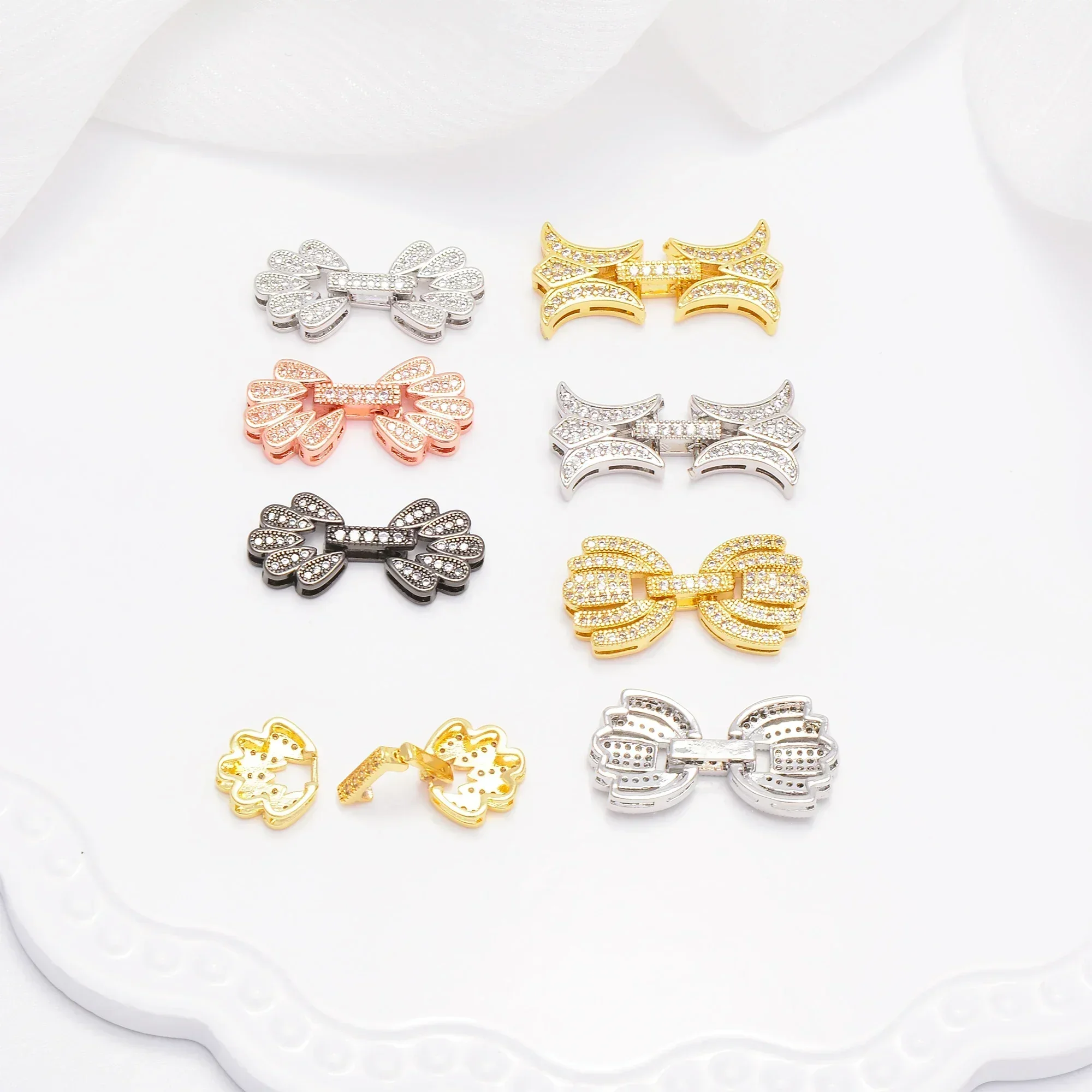 5 Pcs Accessories for Jewelry Making Fastener Clasps Flower Connectors DIY Necklaces Bracelet Zircon Crystal Brass Jewelry Parts