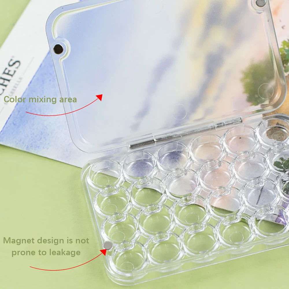 24칸 0.8ml 수채화 물감 포장 상자 휴대용 소용량 보습 상자 마그네틱 씰