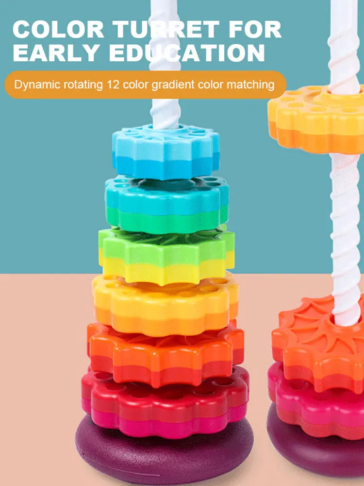 Gears Stacking Rings Toy Eco-Friendly Brain Development Toys Smooth Spining Tower Building Blocks Safe for Kids Holiday Toys