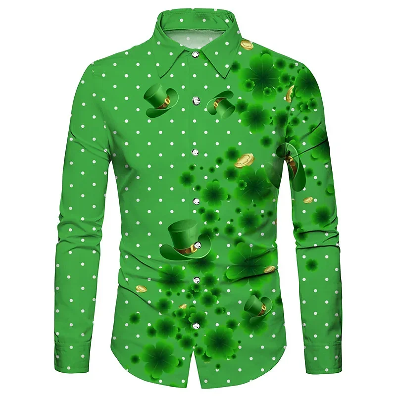 Men's Shirt Fashion Casual Green Leaves Floral Totem HD Printing Street Outdoor Prom High Quality Soft Comfortable 2023 New