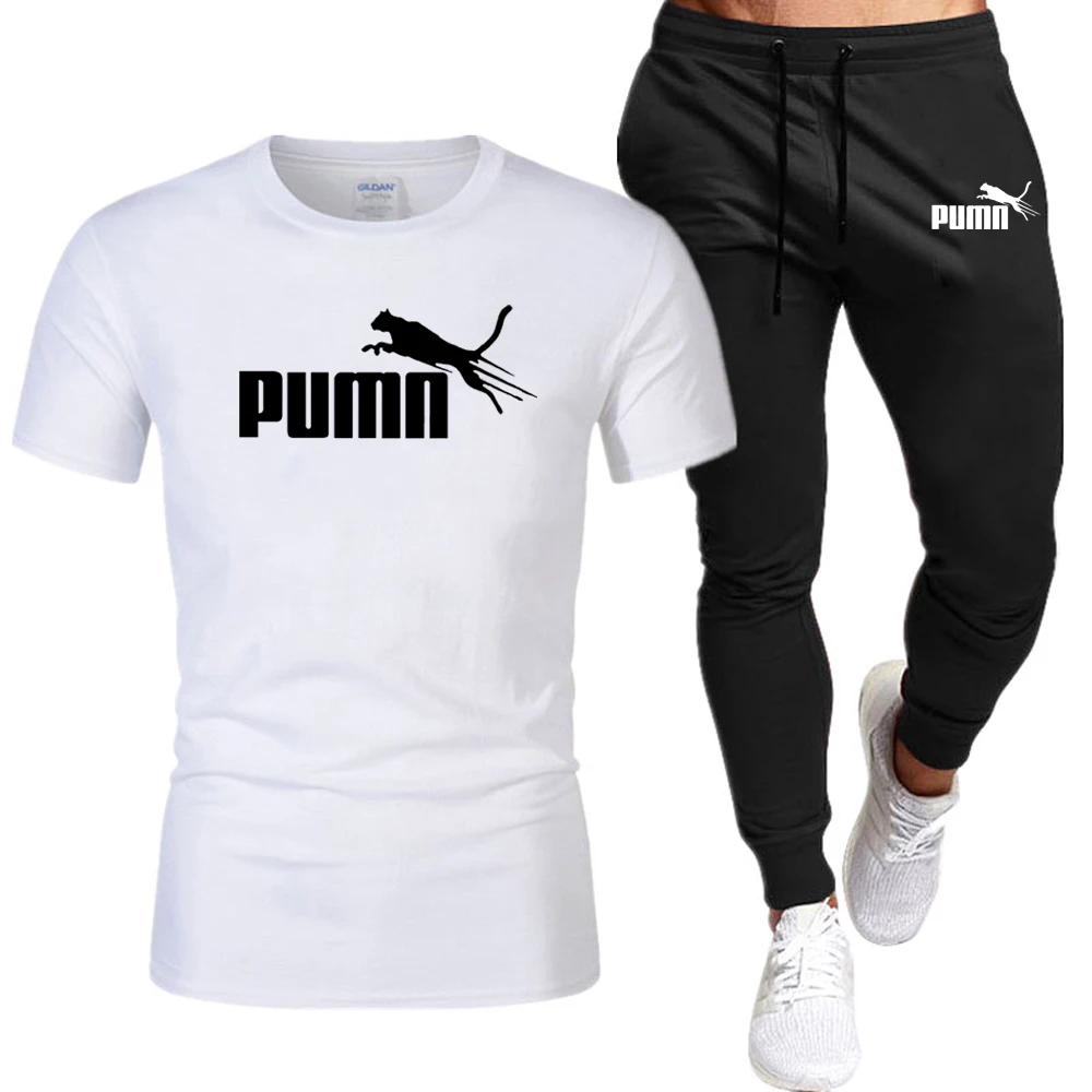 Summer Cotton T-shirt Pants Set For Man Hot Sell Casual Fitness Jogger 2 Piece Suits New Short Sleeved Men's Tracksuit