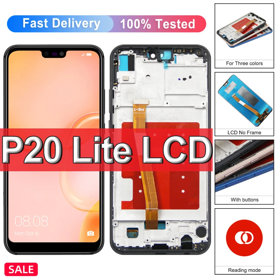 Display Lcd+Touch Screen Frame Per Huawei P20 Lite Ane-lx1 Gold Nova 3e - Foto 5