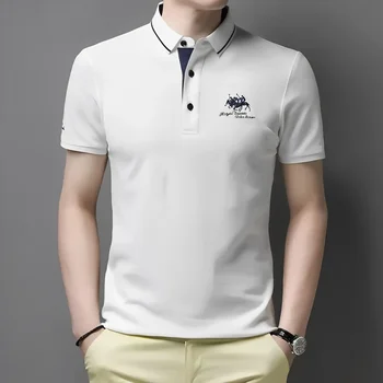 Camicia POLO a maniche corte moda casual ricamata da uomo personalizzabile Top estivo confortevole