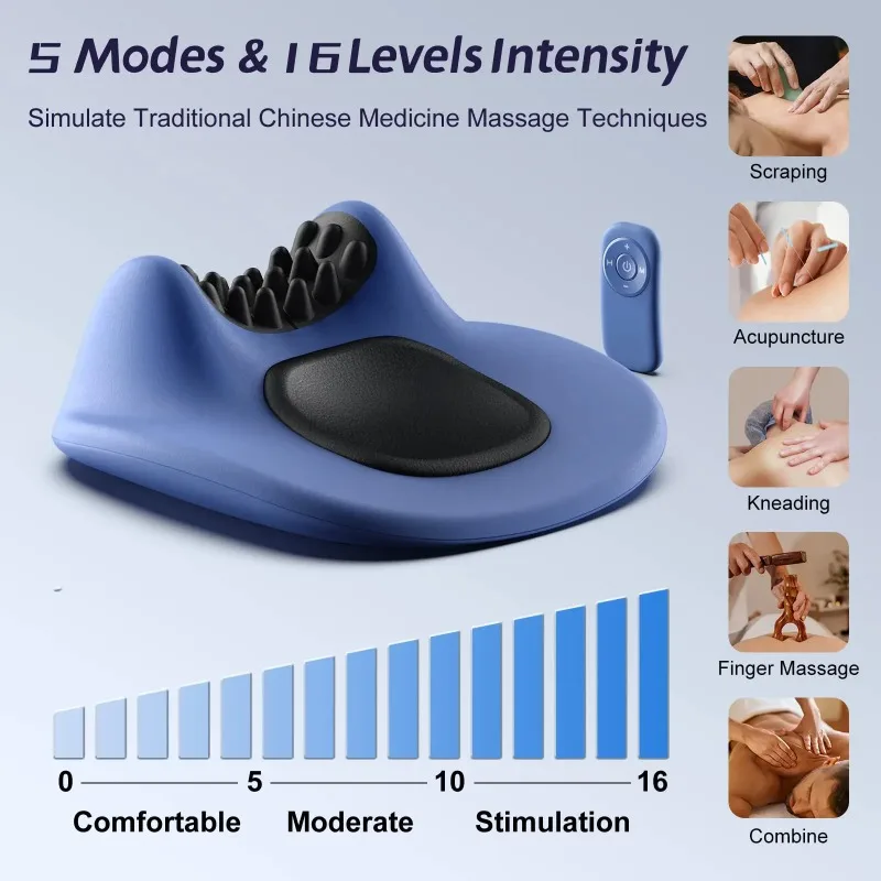 Electric Heating Neck Massager Pillow EMS Pulse Neck Traction Device Cervical Spine Acupoint Massage Relax Shoulder Pain Relief