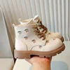 Girl's Ankle Boot Sweet Fashion Embroider Children Spring Autumn Leather Boots Causal Versatile Kid Princess Shorts Single Boots 1