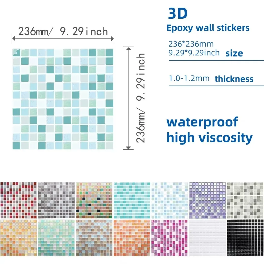 Waterproof PVC Mosaic Tile Sticker for DIY Backsplash
