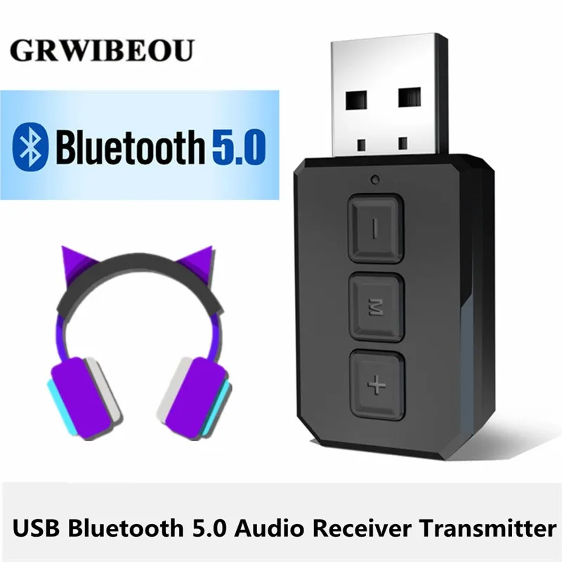 Bluetooth 5.0 Audio Receiver Transmitter 2 IN 1 USB Mini Stereo Bluetooth AUX RCA USB 3.5mm Jack For TV PC Car Wireless Adapter