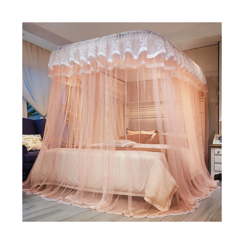 

Good Quality Mosquito Net Double Bed Track Style Canopy Mosquito Net Bed