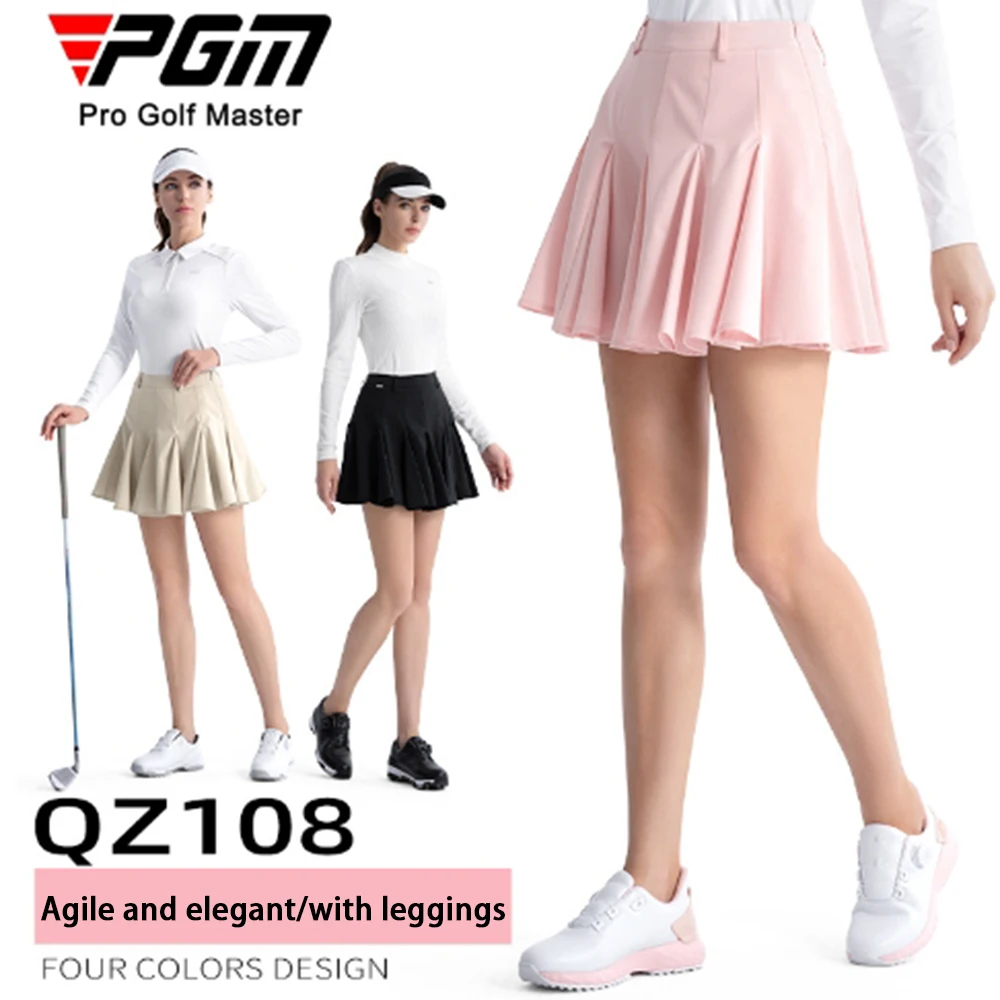 PGM Golf Women's Summer Pleated Short Skirt A-line Lotus Leaf Skirt Sports Women's Half length Slimming Golf Tennis Wear