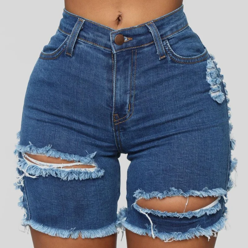 

Summer Woman Trendy Ripped Denim Shorts Fashion Sexy High Waist Jeans Shorts Street Hipster Shorts Clothes S-2XL 2022 New