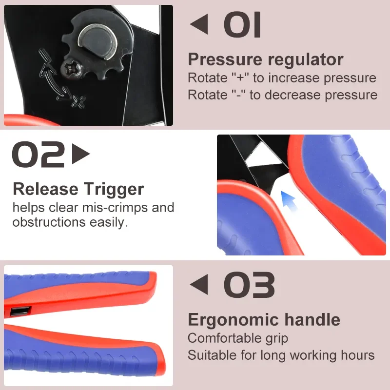 XH2.54/SM2.54/3.96/2.8/4.8/6.3/OT D-sub Terminals Conenctors 0.25-6mm²/23-10AWG Open Barrel Tools YF-04BS Crimping Pliers 6