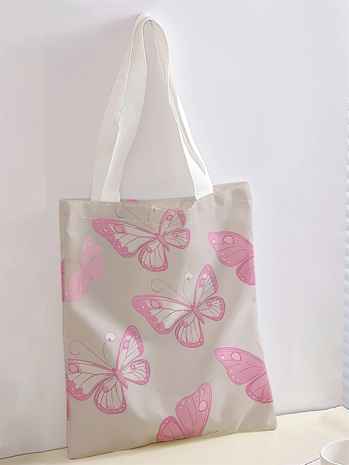 Cartoon pattern printed casual handbag, reusable fashionable backpack, multifunctional handbag, canvas shopping bag