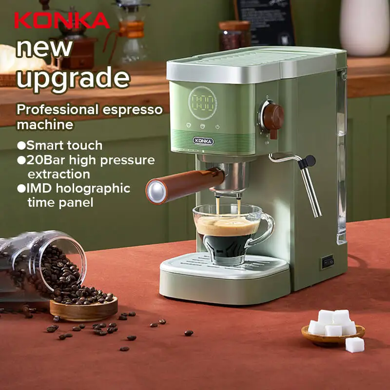 Konka-Machine à café expresso semi-automatique en inox, cafetière expresso,  cappuccino, eau chaude, affichage de la température de la vapeur, 20 bars,  3 en 1 - AliExpress
