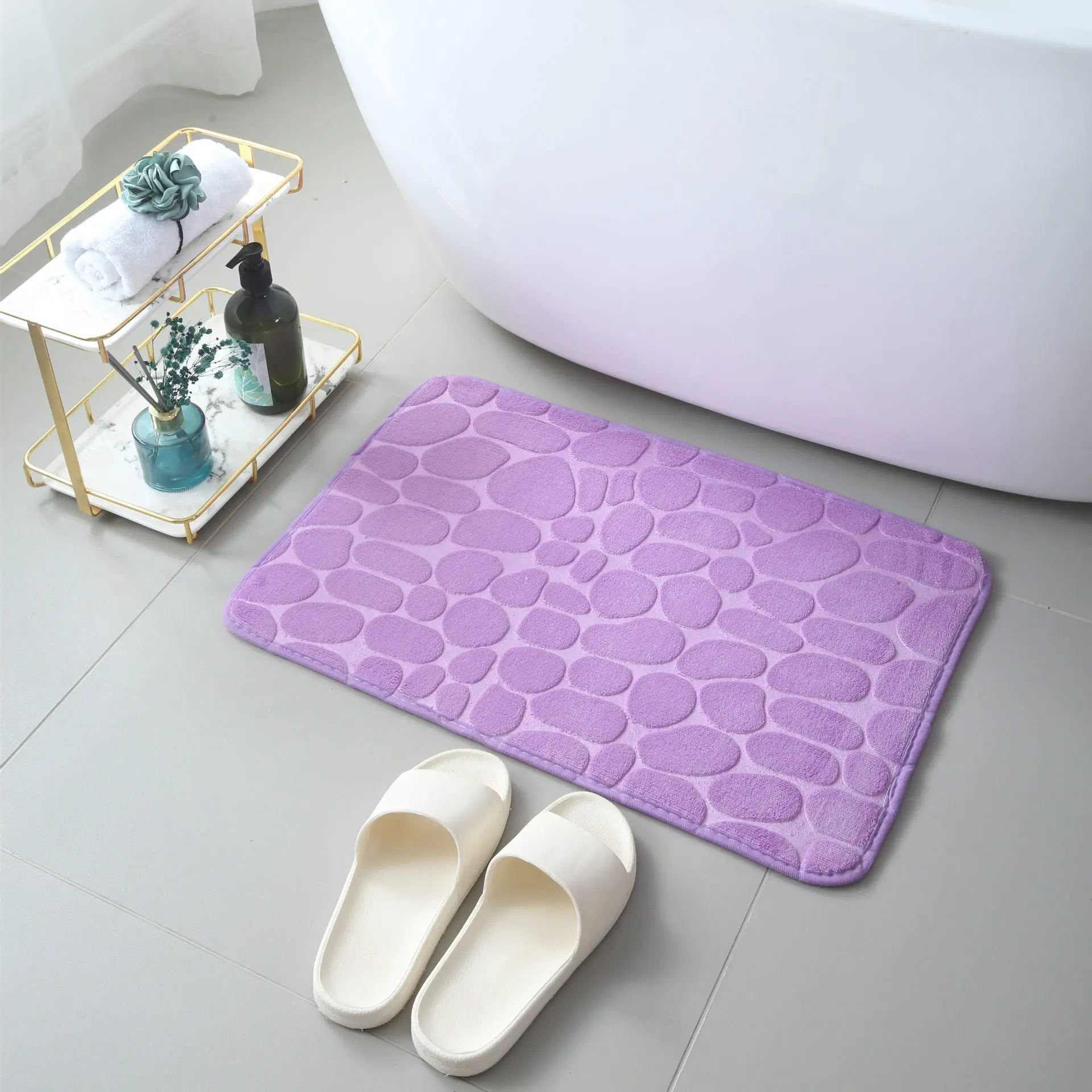 Cobblestone Embossed Absorbent Bath Mat Thicken Non-slip Mat Damp-proof Soft Foot Pad Shower Room Doormat Memory Foam Pad floor mat bathroom mat absorbent bathroom mat bathroom floor mat bath mat anti slip mat