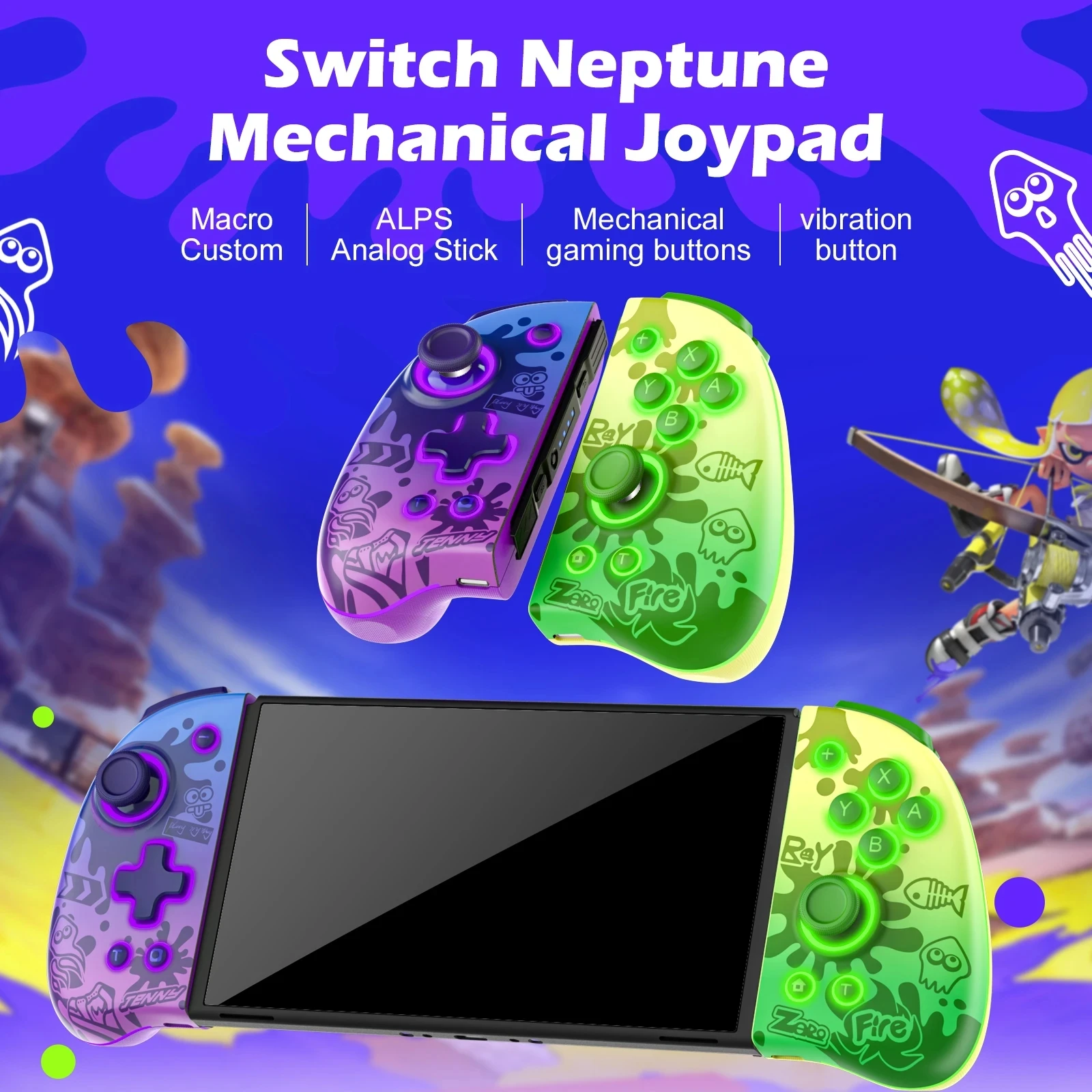NEW Neptune Mechanical Joypad Macro Custom ALPS Analog Stick Compatible For Swtich/Lite/OLED Wireless Bluetooth gamepad