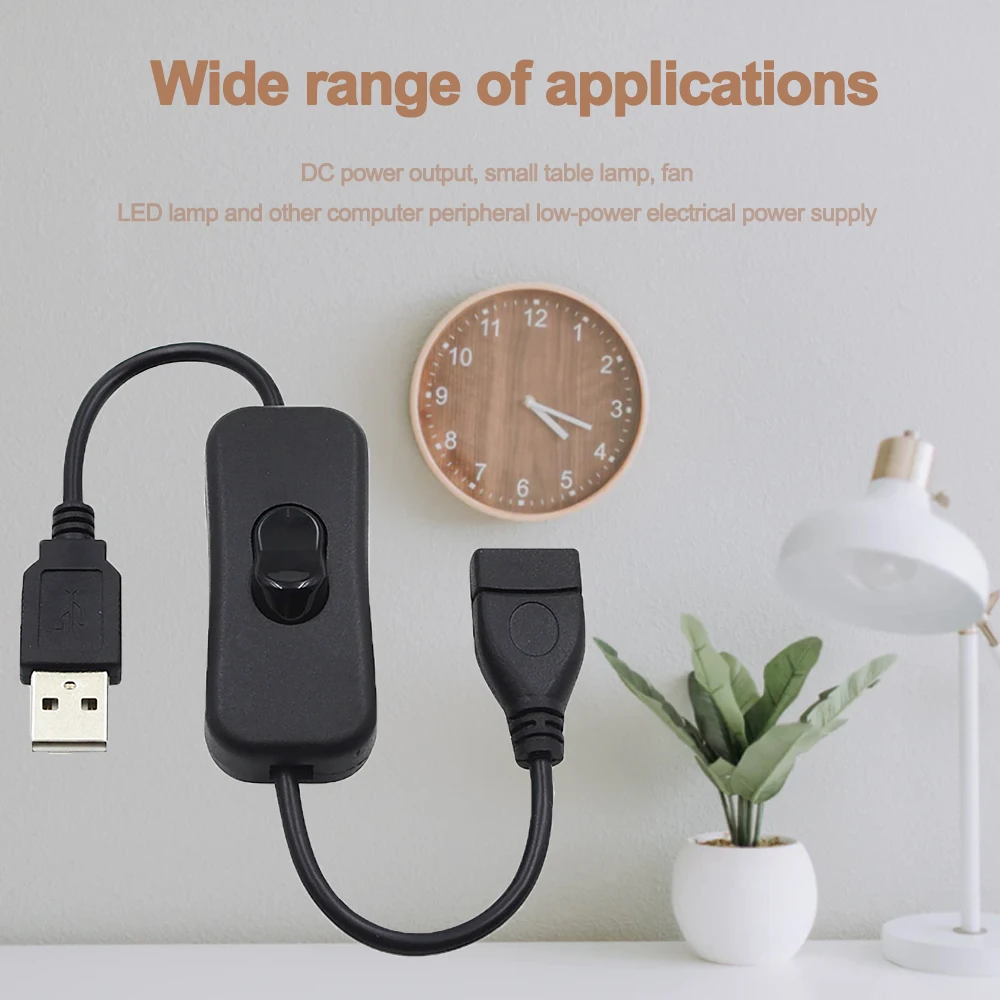 

28cm USB Cable with Switch ON/OFF Cable Extension Toggle for USB Lamp USB Fan Power Supply Line Durable Adapter Male to Female