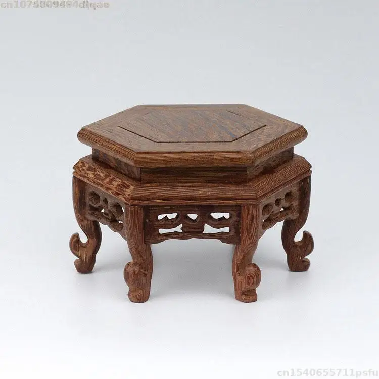 Solid Wood Standing Flower Base Figurine Miniature Display Stand Tea Sets Pedestal Vase Flower Pot Sorting Table Home Decoration