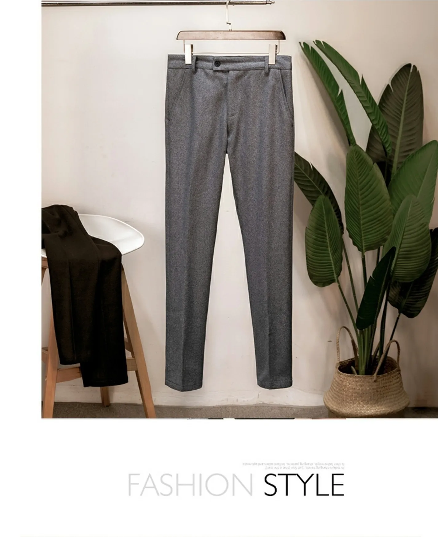 Herbst und Winter britische Retro-Hose aus Woll-Tweed mit Fischgrätenmuster für Herren in großen Größen – Detail 11