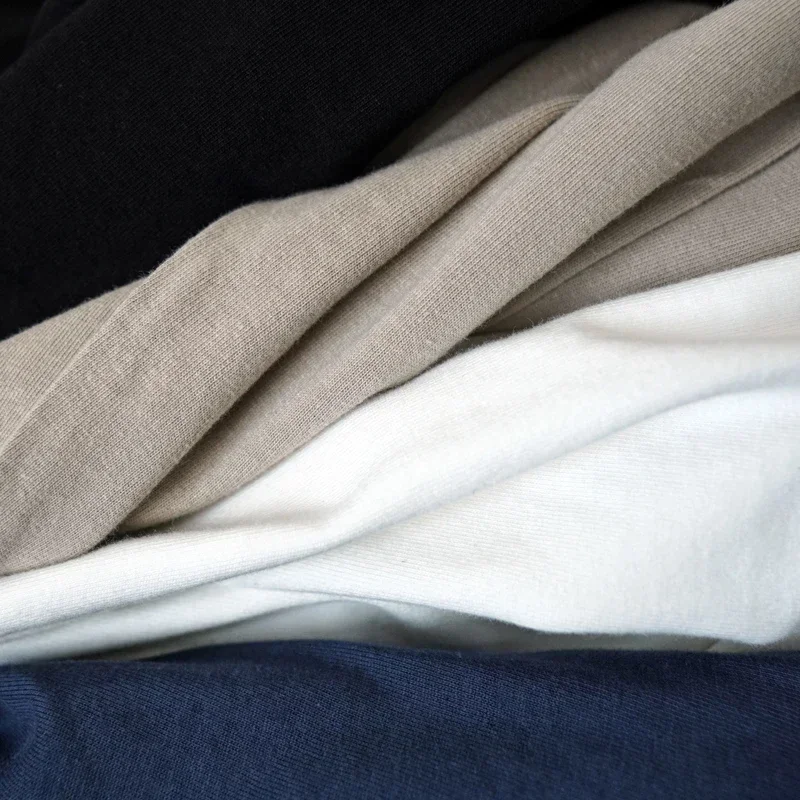 Sauce Zhan Tops & Tees Henley Tee Mans T-shirt Long Sleeve Henry Collar Pure Cotton Solid Color 230g Loose Fit 3