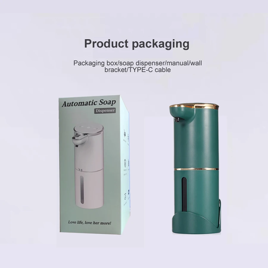 [Automatic Soap Dispenser] USB rechargeable non-contact automatic 340ml soap dispenser motion sensor, wall mounted