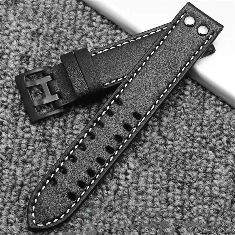 SCHIK Genuine Leather Watchbands 20/22mm Band For Hamilton Khaki Field Watch H760250 H77616533 Watchband Watch Strap Button