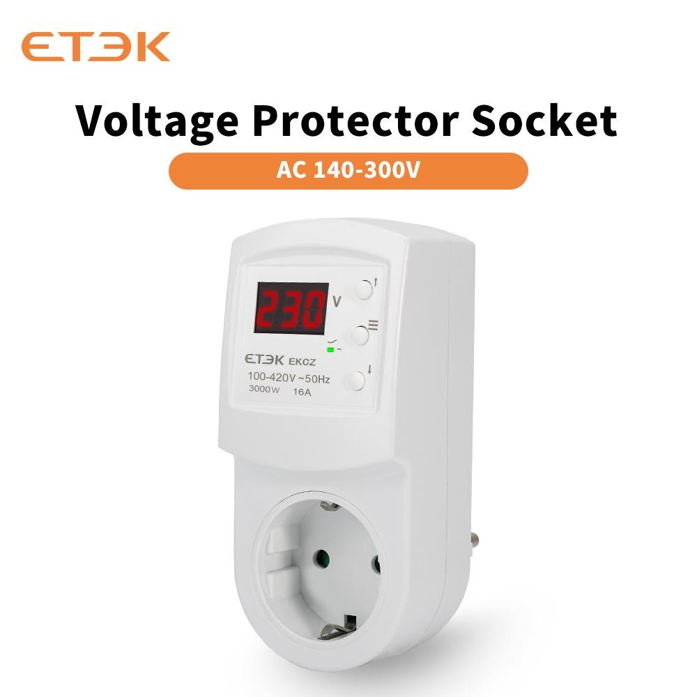 ETEK Protection Over Voltage Protector Relay 16A AC140-300V 16A Electronic Multifunctional Refrigerator Plug Socket EKCZ