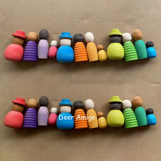 Together Rainbow Peg Dolls Handmade Wooden Toys Montessori Activity Open Ended Play Dolls Natural Unfinished Unpainted Toys 2
