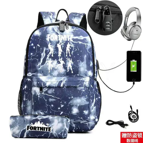 USB 충전 FORTNITE 프린트 백팩, 어린이 학교 가방, 소년 FORTNITE 십대 백팩, 어린이 만화 배낭, 17 인치 2