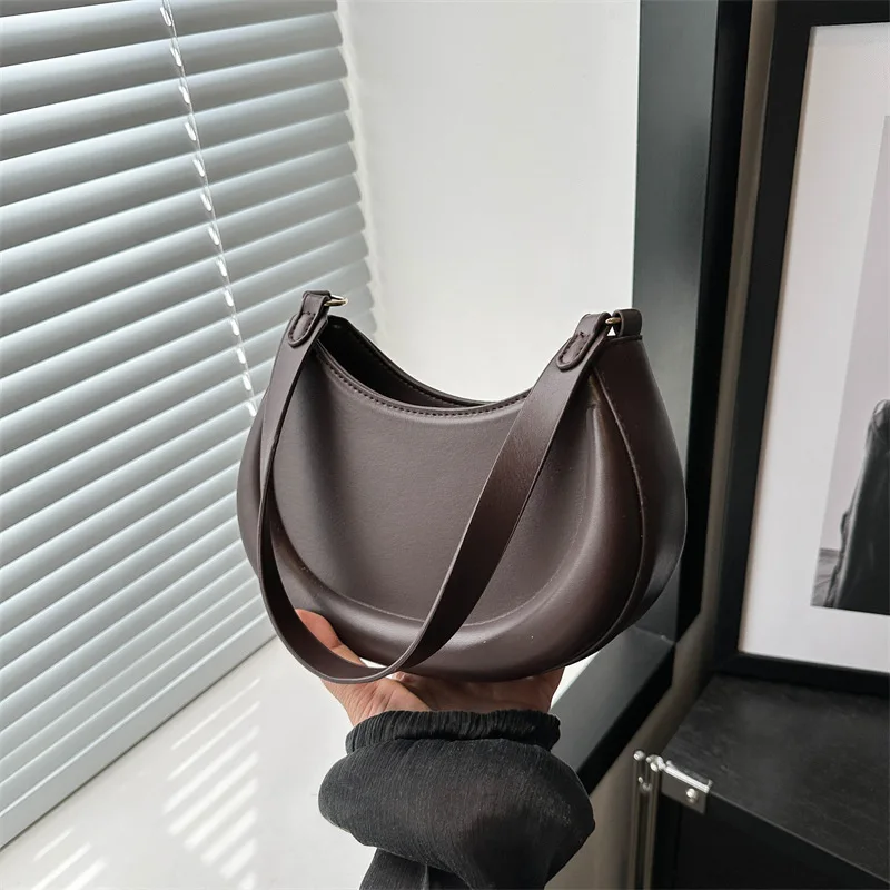 Underarm Bag New Tide Solid Color Casual Texture Fashion One Shoulder French Niche Crescent Shape