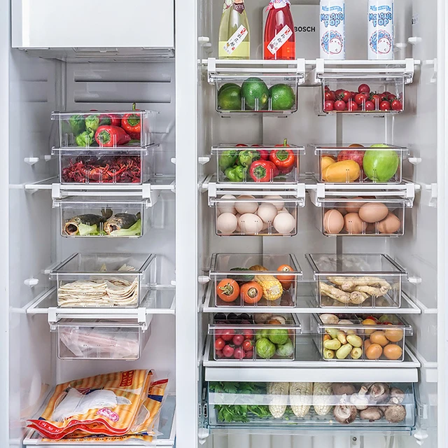 Refrigerator Drawer Storage Box Stackable Kitchen Organizer Storage Bins  Clear Plastic Food Sorting Box Freezer Pantry Container - AliExpress