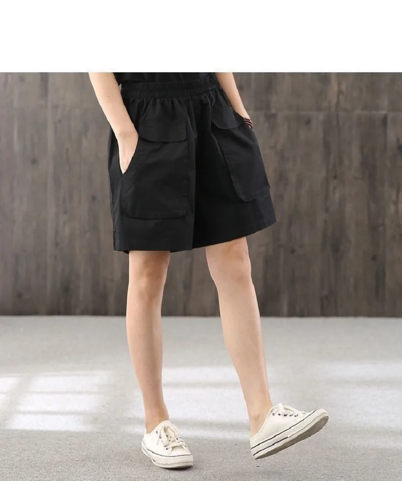 Women's Shorts High Waist Elastic Casual Summer Big Pocket Oversized Y2K woman cloth summer woman elegant punk retro clothes booty shorts for women