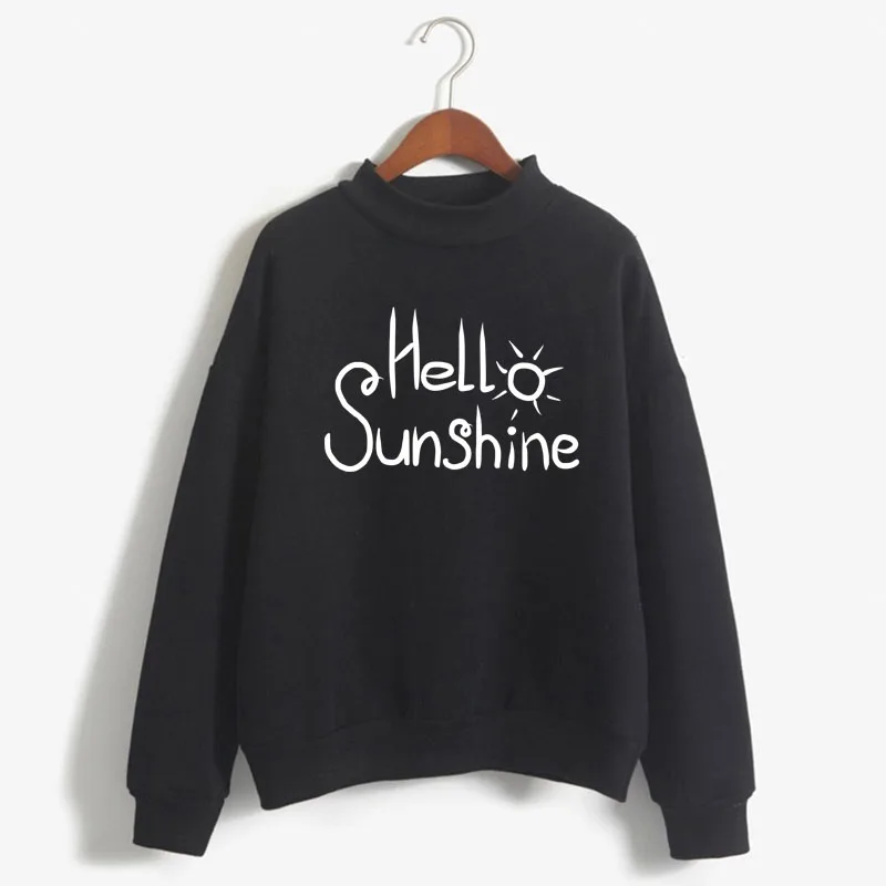 

Hello Sunshine Print Woman Sweatshirt Sweet Korean O-neck Knitted Pullovers Thick Autumn Winter Candy Color Loose Women Clothing