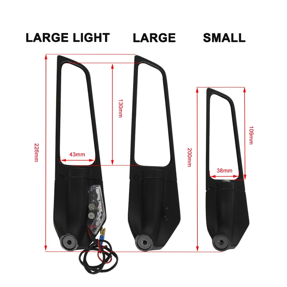 For Yamaha YZF R1 YZF-R1 R1 2015 2016 2017 2018 2019 Motorcycle Side Mirrors Wind Wing Adjustable Rotating Rearview Mirror