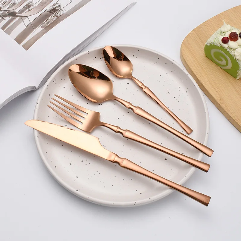 Upscale Gold Dinnerware Set Stainless Steel Tableware Knife Fork Coffee Spoon Flatware Dishwasher Safe Dinner Cutlery Gift 24pcs