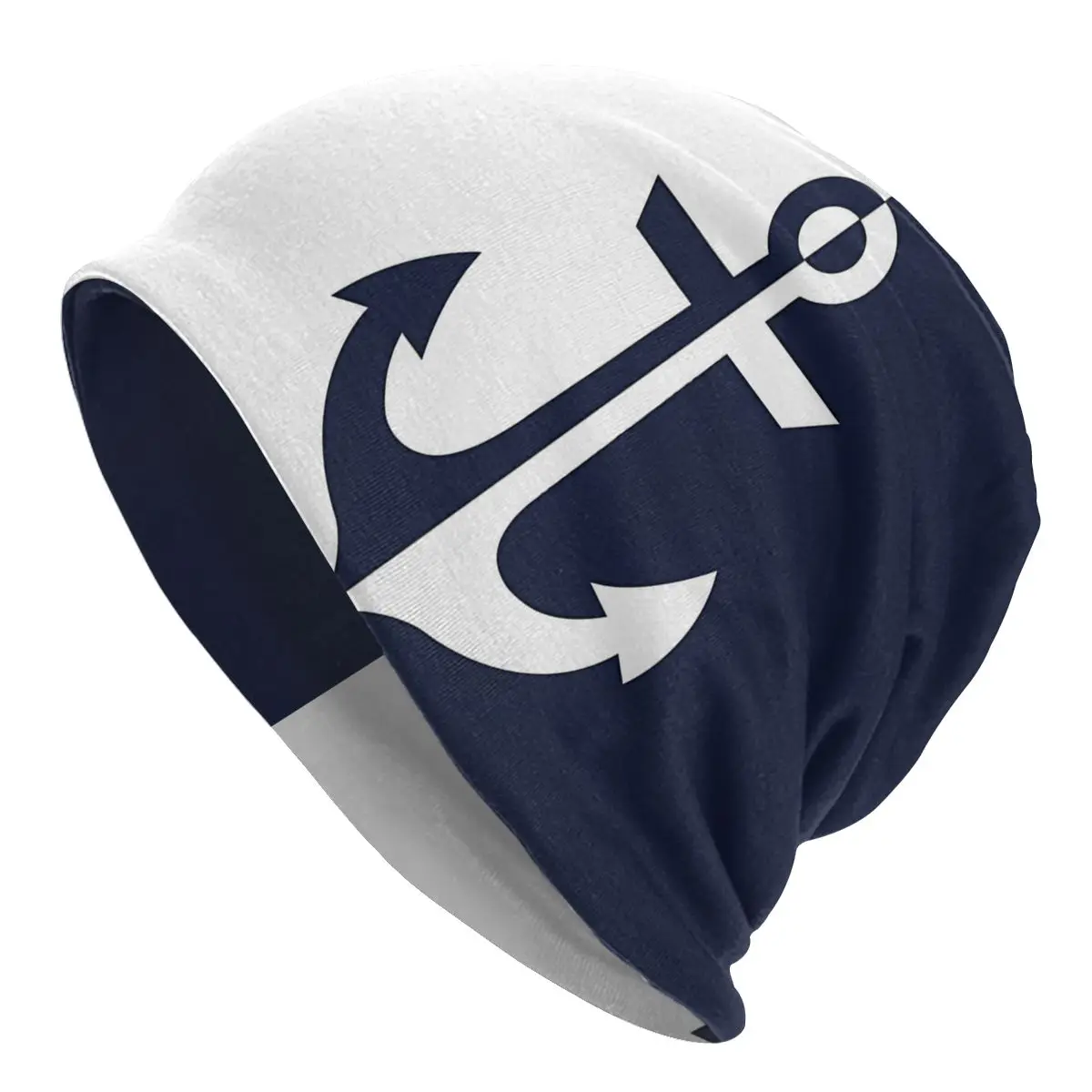 

Nautical Anchor Skullies Beanies Autumn Spring Hats White And Navy Blue Thin Bonnet Hipster Caps Men Women's Earmuffs