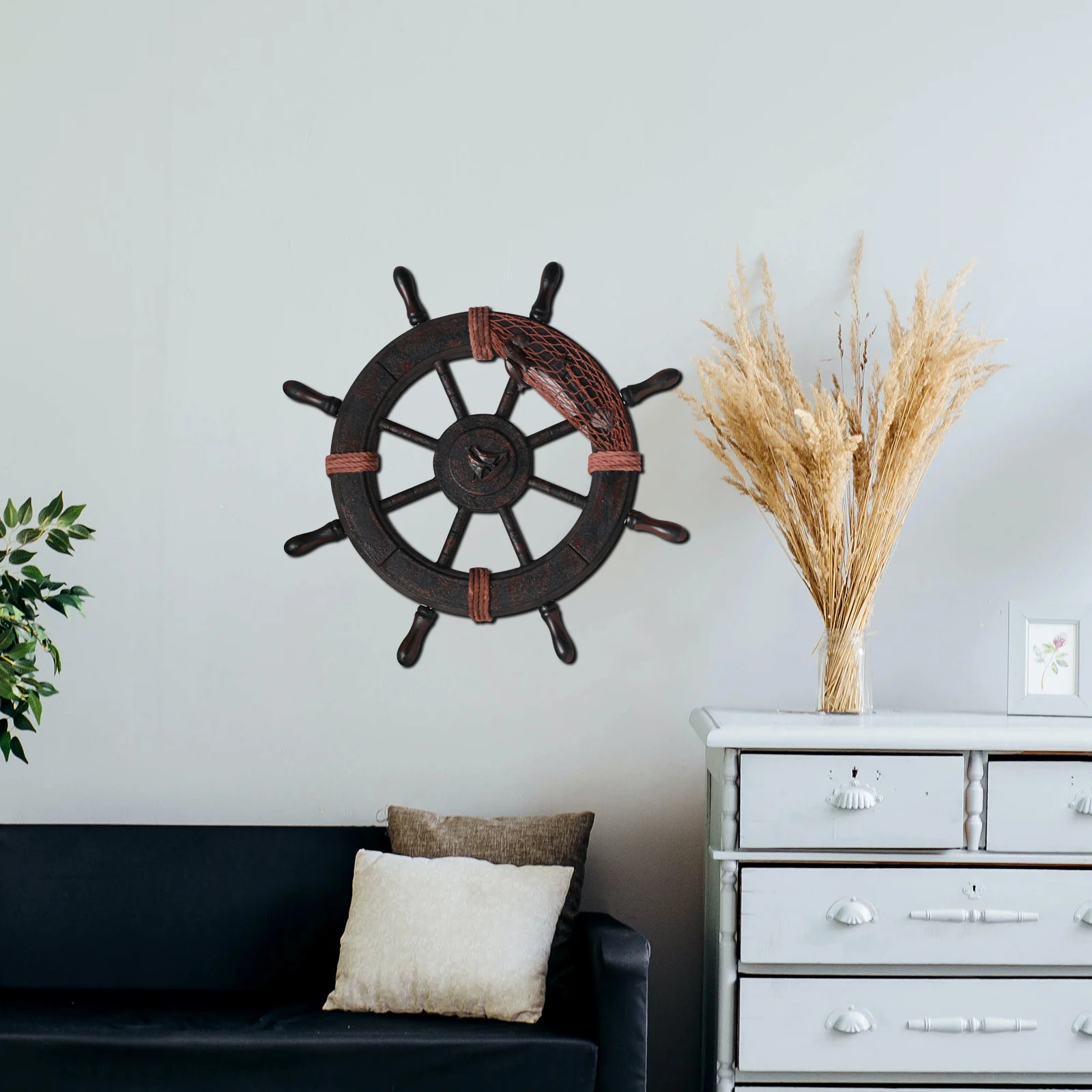 Resin/Wooden Decorative Mediterranean-style Steering Wheel Wall Decor Steering Model Marine Theme Adornment Home Decor Showpiece