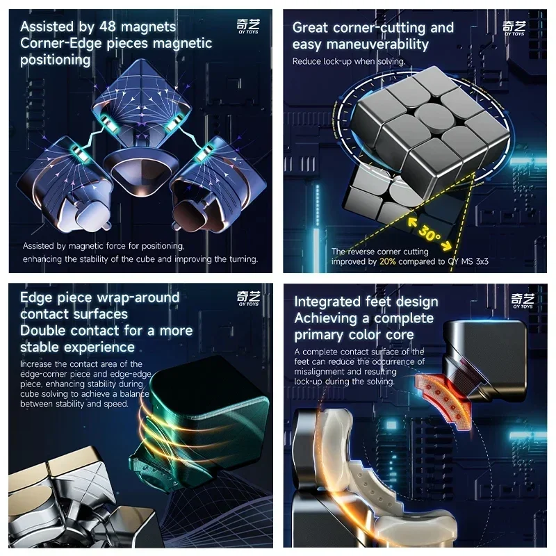 QiYi MS Maglev UV 3x3 Magnetic Speed Cube M Pro Stickerless 3x3x3 Pyraminx Speedcube Puzzle Toys fidget toys,puzzle toys,puzzle cube,magic puzzle cube